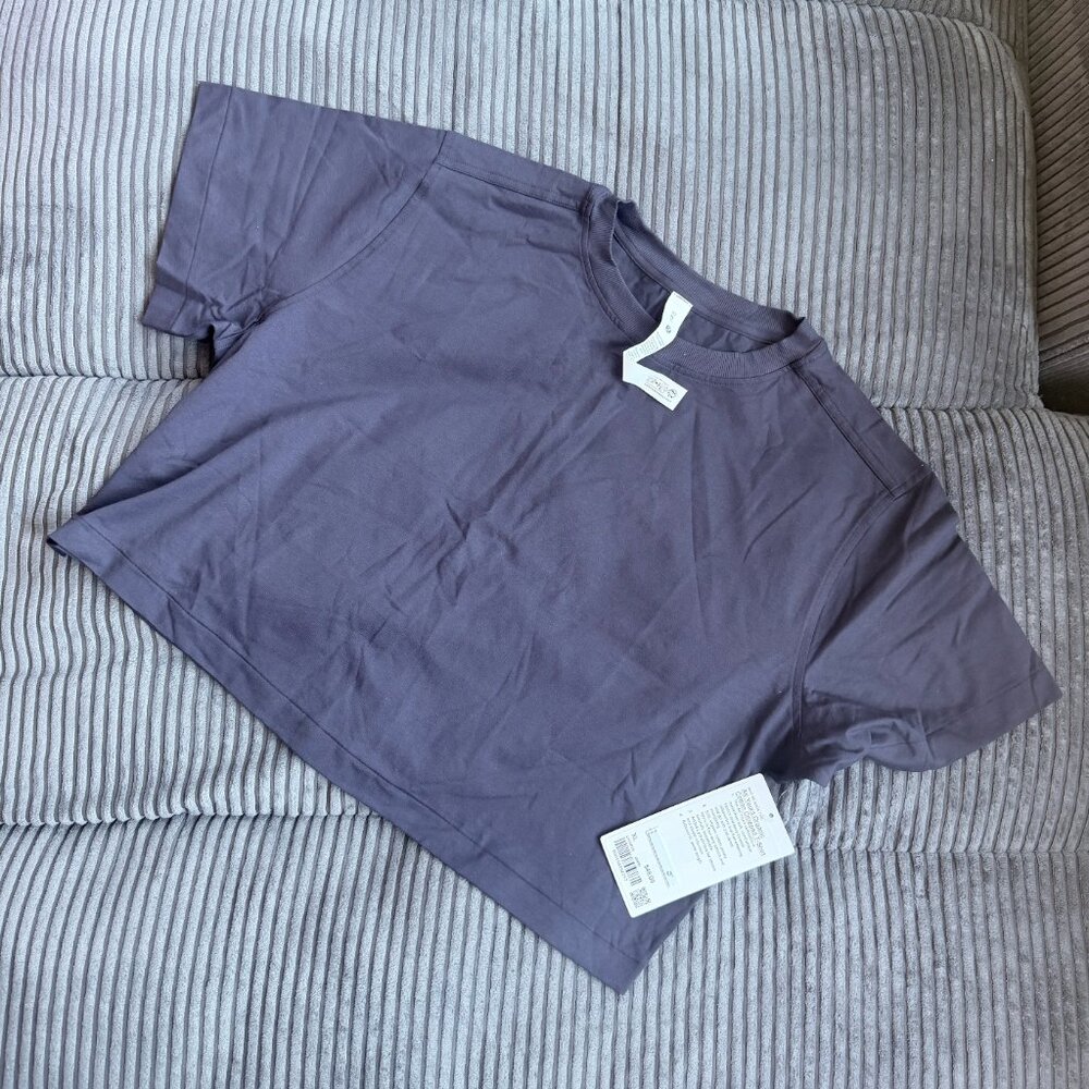 NWT All Yours Organic Cotton Cropped T-Shirt | Atmospheric Purple | Size XL